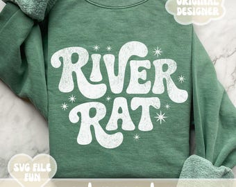 River Rat SVG PNG-shirtontwerp, rivier drijvende SVG, riviertubing, riviercitaat, rivierleven, River Babe Summer Vibes trendy printsublimatie