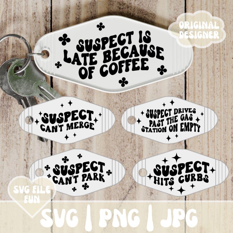 Tag Suspect Suspect SVG Bundle, Motel Keychain SVG, Motel Keychain PNG, Retro ...