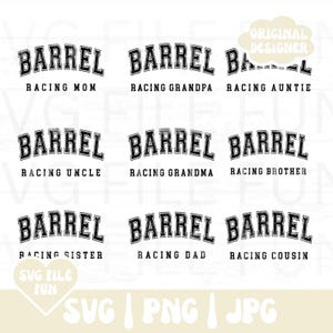 Barrel Racing SVG Bundle, Barrel Racing Family SVG, Barrel Racing PNG, Barrel Racer Svg, Cricut Cut File, Shirt Print Sublimation Design