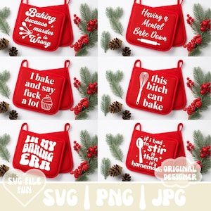 Oven Handschuh SVG Bundle, Topflappen SVG, Topflappen SVG, Weihnachtsbäckerei SVG, Weihnachtstopflappen Sprüche Png sarkastische Weihnachtssvp Designs
