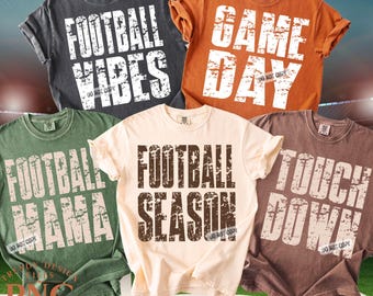 Football Game Day PNG Bundle for Football Mom, School Pride, Football Vibes, Trendy Football Season Touchdown Shirt Design Print Sublimation