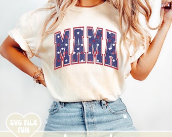 Mama Varsity SVG, Patriotic Mama Png, American Mama Png, 4th of July Mama Png, Retro USA Png, Retro USA Red White & Blue Shirt Design Svg