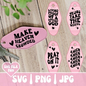 Christian Hotel Key SVG-bundel, Retro Christian Svg, Hotel Sleutelhanger SVG, Key SVG Bundle, Motel Sleutelhanger Svg, Religieus Motel Sleutelhanger Png