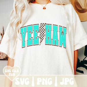 Yee Haw SVG, Yee Haw PNG, Yee Haw Shirt Design, Svg estético, Retro Country Girl Western Svg, Texas Svg, Varsity Checkered Lightning Bolt
