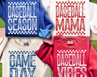 Baseball Season PNG Bundle, Trendy Game Day Baseball Team Retro Checkered Tball Shirt Design, Baseball Mama, Baseball Vibes Sublimation