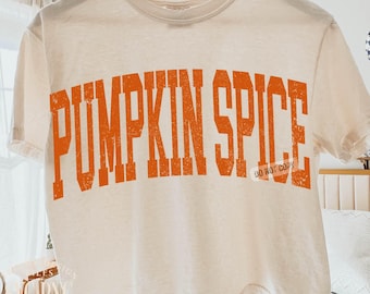 Pumpkin Spice PNG SVG Shirt Design, Pumpkin Season Cut File, Trendy Fall Png, Distressed College Lettering Sublimation