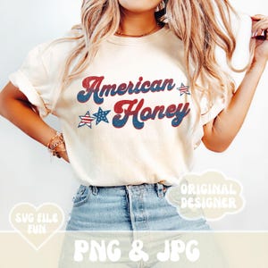 Archivo PNG de diseño de camiseta American Honey, PNG retro del 4 de julio, diseño de gorra de camionero, sublimación de impresión patriótica country western de moda