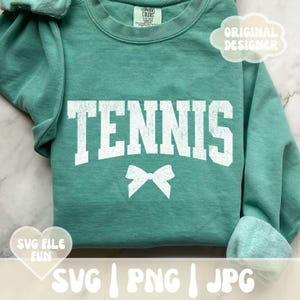 Tennis SVG File, Tennis Shirt SVG, Tennis Team SVG, Tennis Player Svg, Trendy Tennis Girl Bow Shirt Design, Print Sublimation Download