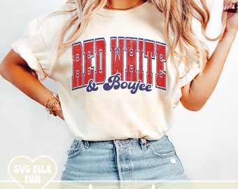 Red White and Boujee SVG, Varsity SVG, Patriotic Mama Png, American Mama Png, 4th of July Mama Png, USA Red White & Blue Shirt Design