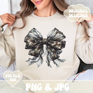 Camouflage Bow PNG, Coquette Camo Bow PNG, Hunting Wife Shirt PNG, Trendy Deer Hunting Shirt Design Sublimation File Digital Download