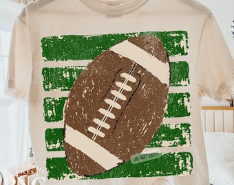 Football Stripes PNG Preppy Shirt Design Trendy Green Football Season Game Day Touchdown Distressed Print Sublimation