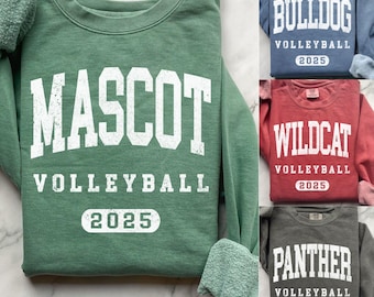 Distressed Custom Volleyball Mascot SVG, Textured Custom Team Name PNG Shirt Design, Personalized High School Team 2026 Print Sublimation