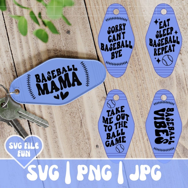 Baseball Keychain SVG Bundle, Baseball Mom SVG, Hotel Key SVG, Retro Baseball Svg, Hotel Key Chain Svg, Key Svg Bundle, Motel Keychain Png