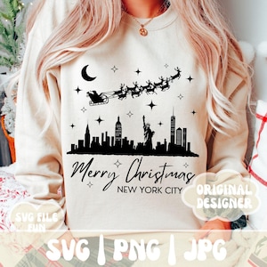 Wyprawa świąteczna w Nowym Jorku SVG, Kubek Wesołych Świąt SVG, NYC Svg, Panorama Nowego Jorku Svg Png Modny plik do sublimacji świątecznej