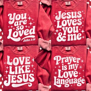 Retro christelijke Valentijnsdag PNG-bundel, John 316 SVG, Love Like Jesus, trendy Christian Girl Designs Preppy Distressed Shirt Sublimatie afbeelding 3