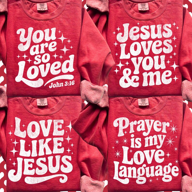 Retro christelijke Valentijnsdag PNG-bundel, John 316 SVG, Love Like Jesus, trendy Christian Girl Designs Preppy Distressed Shirt Sublimatie afbeelding 3