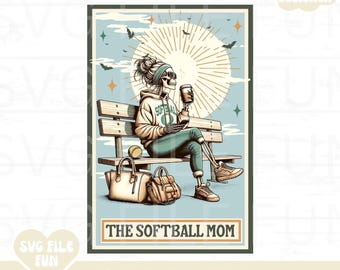 Softball Mom Shirt PNG, The Softball Mom Skeleton Tarot Card PNG, Softball Mama PNG Softball Wife Png Trendy Shirt Design Sublimation File