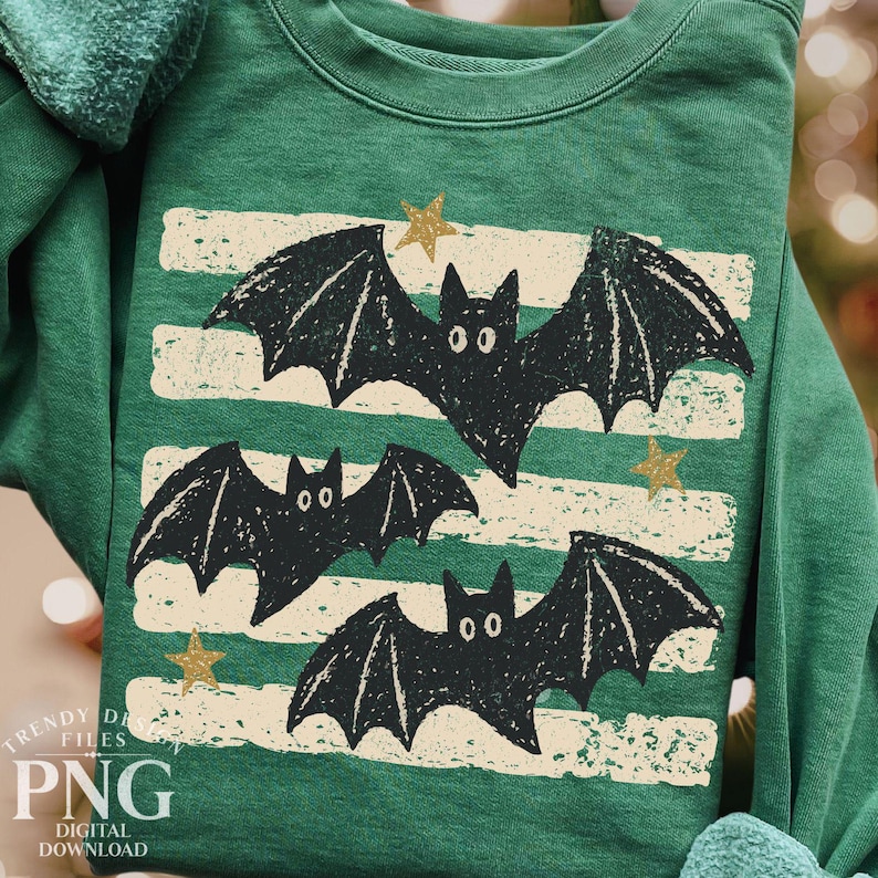 Halloween Bats Stripes PNG, Distressed Fall Shirt Design, Trendy Spooky Season Mom Sweatshirt Graphic Print Sublimation image 5