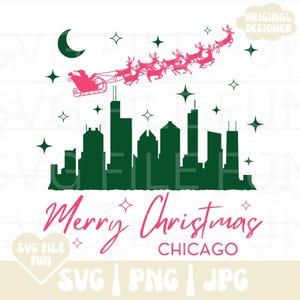 Viagem de Natal em Chicago SVG, Caneca de Feliz Natal SVG, Chicago Svg, Chicago Skyline Svg Png, Ornamento Svg Design de Férias na Moda Sublimação