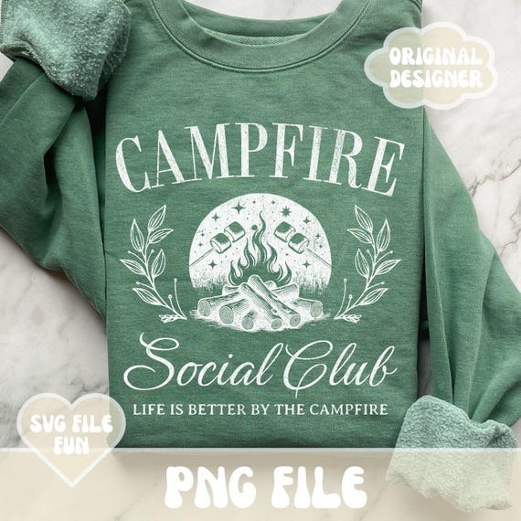 Camping PNG Sublimation, Campfire Social Club PNG, Camping Clipart, Summer PNG Designs, Trendy Aesthetic Shirt Design Print Sublimation