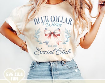 Blue Collar Social Club PNG, Blue Collar Wife PNG, Blue Collar PNG, Trucker Wife, Plumber Wife, Construction Wife Trendy Shirt Design