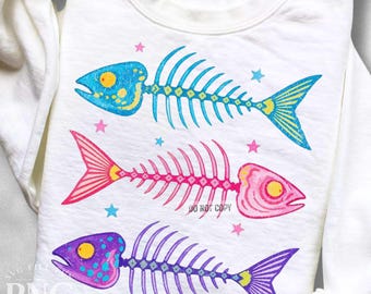 Preppy Fish PNG, Trendy Summertime PNG, Coastal Colorful Summer Women's Beach Vacation Travel Shirt Design Print Sublimation