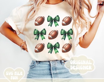Kokette Fußball Png, Fußball Mama Png, Benutzerdefinierte Schulfarben Png, Grüne Schleife Png, Fußbälle und Bögen, Schulstolz Trendy Herbst Shirt Design