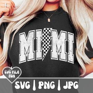 Mimi PNG, Mimi SVG, Mimi Lightning Bolt SVG, Mimi a scacchi in formato Svg, Mimi a scacchi Png, Mimi Varsity Svg, Mimi alla moda in formato Svg, design maglietta retrò