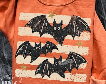Halloween Bats Stripes PNG, Distressed Fall Shirt Design, Trendy Spooky Season Mom Sweatshirt Graphic Print Sublimation