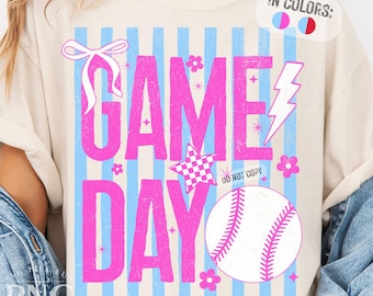 Retro Game Day Baseball PNG, Baseball Team Pink Striped Trendy Game Day Distressed School Baseball Mom Shirt Design Sublimation