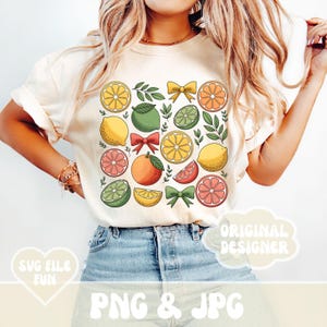 Kokette Zitronen Grapefruit Bögen Citrus Shirt Design PNG Datei Niedlich Cottagecore Sommer Mittelmeer Amalfiküste Italienische Frucht Sublimation