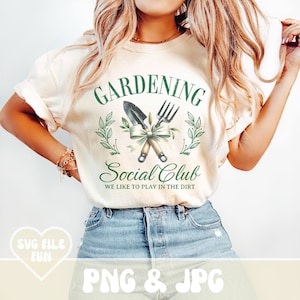Club social de jardinería PNG, Jardinería PNG, Herramientas de jardinería Cottagecore Shirt Png, Jardín de abuelas png, Sublimación de impresión retro
