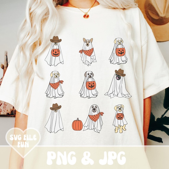 Cowboy Ghost Dog PNG, Western Halloween PNG, Trendy Halloween PNG, Spooky Season Png, Fall Country Western Shirt Design Sublimation