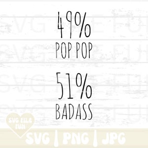 Pop Pop SVG, Pop Pop PNG, Badass Pop Pop SVG, Svg de bonne fête des pères, carte de fête des pères drôle à Pop Pop, impression à la maison carte 5 x 7 Png imprimable
