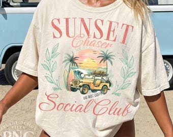 Sunset Chaser Png, Social Club Png, Retro Sunset Png, Summer Vibes Png, Preppy Png, Beach Vibes Png, Shirt Design Sublimation
