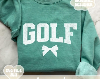 Maglietta da golf SVG, Golf femminile SVG PNG, Design maglietta con fiocco da golf per ragazze, File Svg per mamma golfista, Download digitale di stampa a sublimazione Svg per famiglia golfista