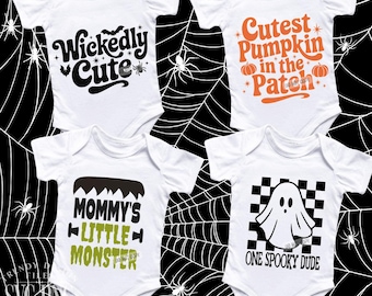 Baby First Halloween SVG PNG Bundle Baby Bodysuit Design, Baby Boy Halloween, Wickedly Cute Spooky Baby Bib Kids Halloween Sublimation