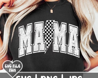 Mama Lightning Bolt SVG, Mama geruite SVG, Mama geruite PNG, Mama Varsity Svg, Trendy Mama Svg, Retro Shirt Design Png