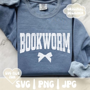 Lese Lehrer SVG, Bücherwurm SVG-Datei, Kinder lesen SVG, Bücherwurm Png, Bücherwurm Schleife, Shirt Design, Varsity Print Sublimation Design Download