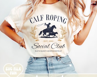 Calf Roping SVG, Calf Roping Social Club PNG, Calf Roping PNG, Roping Mom, Rodeo Png, Retro Print Sublimation Shirt Design Png