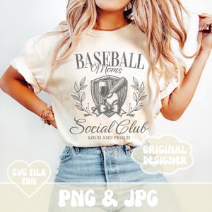 Maglietta Baseball Mom PNG, Baseball Moms Social Club PNG, Loud & Proud Png, Design maglietta estetica alla moda File di sublimazione Download digitale