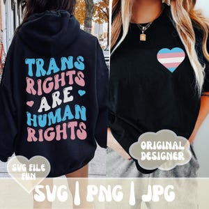Droits trans SVG, SVG de fierté trans, conception de chemise devant dos trans, allié trans, drapeau trans PNG Les droits trans sont des droits de l'homme par sublimation d'impression