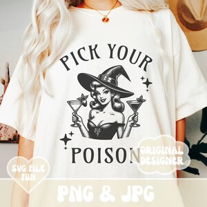 Retro Hexe PNG, Wählen Sie Ihr Gift PNG, Trendige Halloween Png, Gruselige Saison Png, Retro Halloween Png, Herbst Png, Sexy Hexe Shirt Design Png