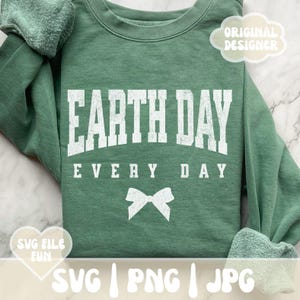 アース デイ SVG、ハッピー アース デイ PNG ファイル、アース デイ 毎日リボン シャツ デザイン、理科教師 SVG、ホワイト アース デイ プリント昇華デザイン