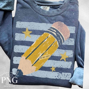 Erster Schultag Bleistift Streifen PNG Trendy Gehen Sie zurück zu Schullehrer Distressed Vintage Shirt Design Preppy Sublimation