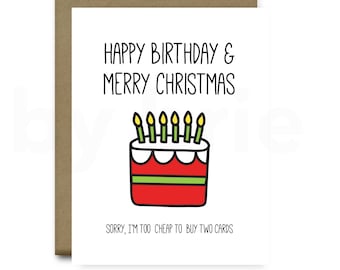 Christmas Birthday Card, Christmas Cards Handmade, Funny Christmas Card, Funny Christmas Cards, Christmas Cards, Funny Christmas Card for Bo