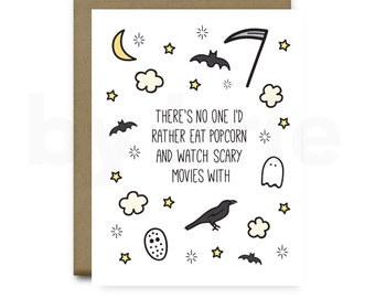 Popcorn Scary Movie Card, Halloween Card, Halloween Anniversary Card, Funny Anniversary Card Boyfriend, Anniversary Card Girlfriend