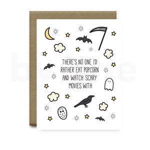 Popcorn Scary Movie Card, Halloween Card, Halloween Anniversary Card, Funny Anniversary Card Boyfriend, Anniversary Card Girlfriend image 1