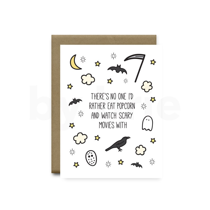 Popcorn Scary Movie Card, Halloween Card, Halloween Anniversary Card, Funny Anniversary Card Boyfriend, Anniversary Card Girlfriend image 1