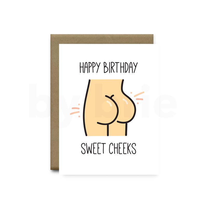 Happy Birthday Sweet Cheeks Funny Birthday Card Boyfriend image 1